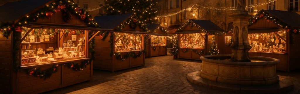 Stands d'un marché de noël provençal